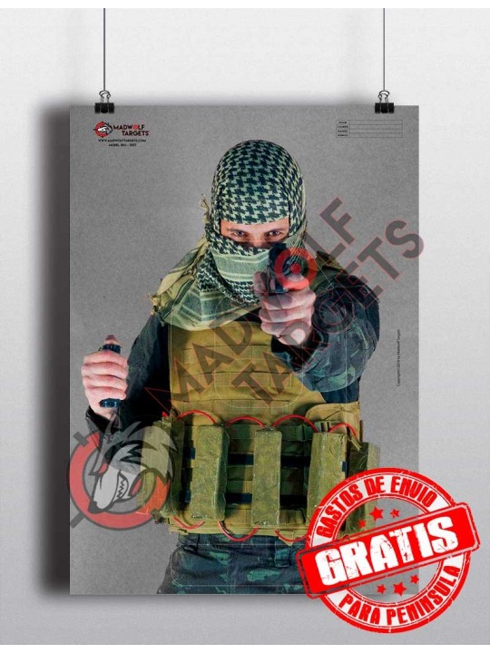 Daesh antiterrorist police shooting target - suicide - inmolation - paper target military training
