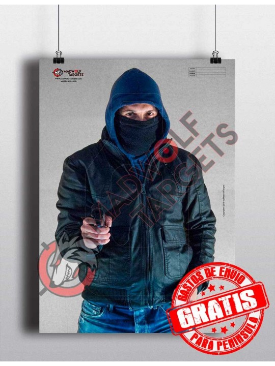 Thief Bank Robber with gun police shooting target - paper target military training