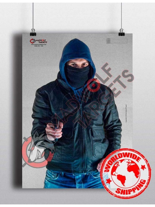 Man with gun shooting target  police military training - madwolf targets - papier cible - Schießscheibe