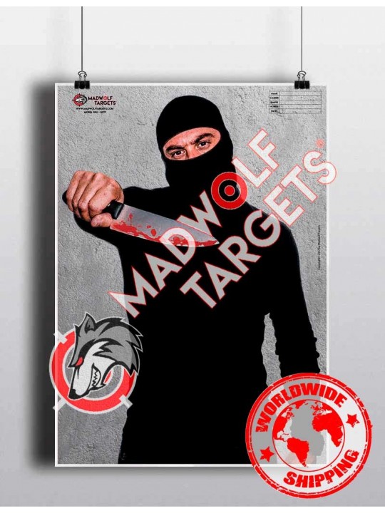 Islamic Stare Jihadist Terrorist with Knife Paper Target for shooting - police training  antiterrorist