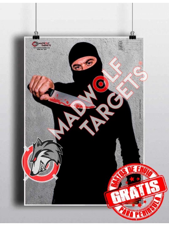 Terrorista yihadista con cuchillo iberian targets - entrenamiento tiro antiterrorista iberian targets